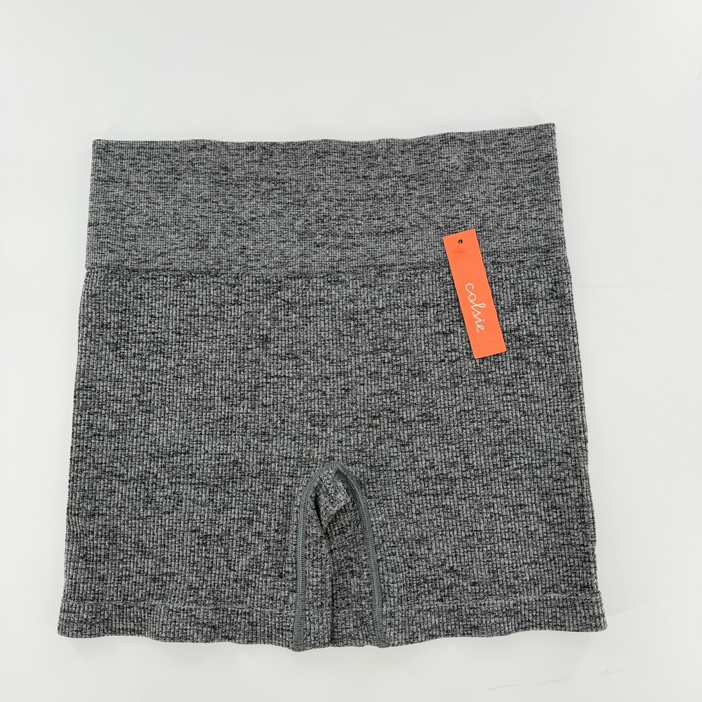 Colsie Seamless Ribbed Bike Shorts Modern Women Large Gray Heather Lounge Shorts